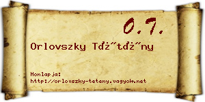 Orlovszky Tétény névjegykártya